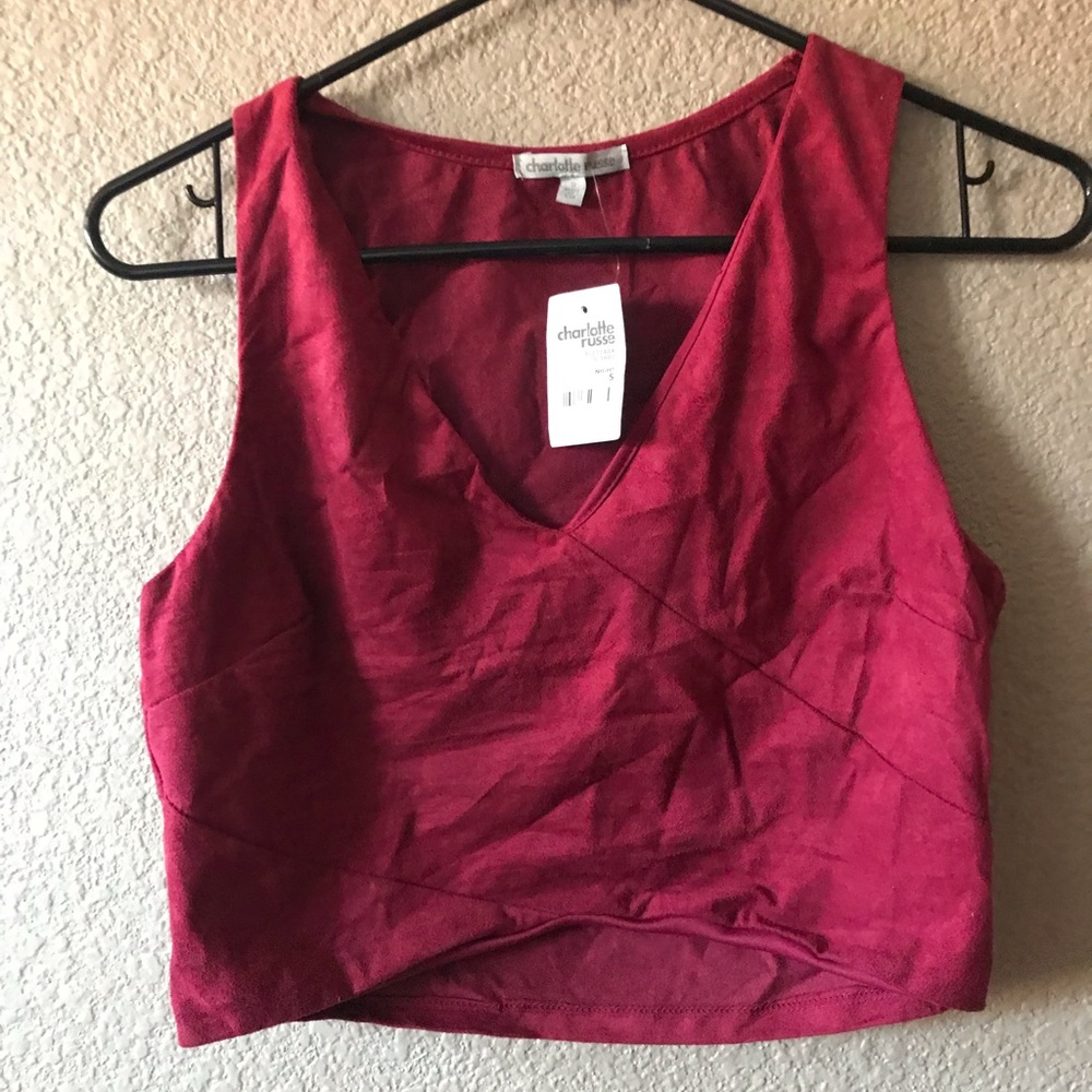 Faux suede crop top